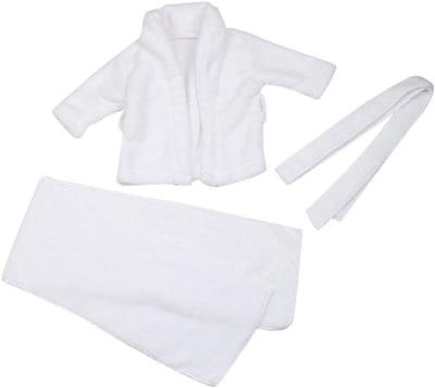 Witte Baby Badjas en Handdoek voor Fotografie, Schattige Kostuums voor Pasgeborenen (3-6 Maanden)