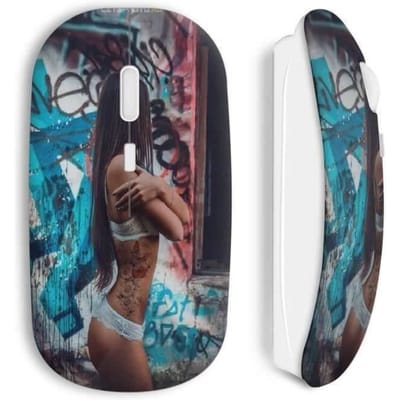 Souris Sans Fil - MANIACASE - Sexy Girl - Couleur Graphitis - Clé USB WiFi incluse - Compatible Mac/PC
