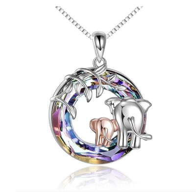 Bijoux by Ive - Ketting met hanger -  2 olifantjes op een multicolor ring