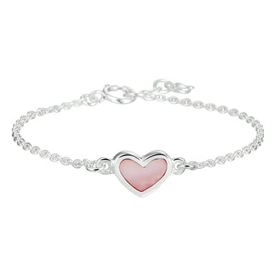 YO&NO -Armband hart - 13 - 15 cm - Kinderen - Parelmoer - Zilver 925