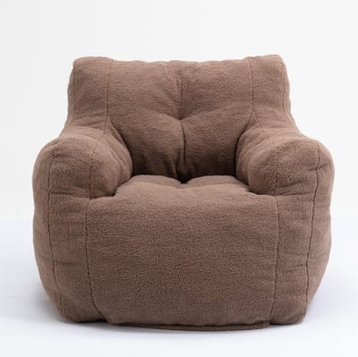 Merax Zitzak van Zachte Teddystof - Bruine Comfortabele Relaxstoel met Memory Foam - Ideaal voor Woonkamer, Slaapkamer en Meer