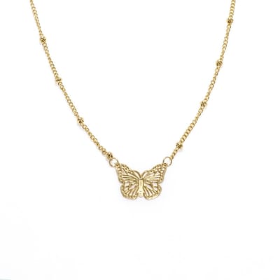 HÕBE – Mariposa Gold Ketting – Goud Verguld Edelstaal - Stainless Steel – Gerecycled Edelstaal – Collier – Handgemaakte Sieraad – Accessories – Dames Ketting – Karabijnhaaksluiting