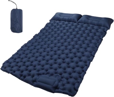 Kampeerslaapmat - Slaapmat opblaasbaar - Buiten slapen - Met ingebouwde pomp - 125 x 196 cm - Marineblauw