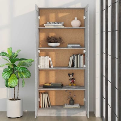 vidaXL - Boekenkast - 82,5x30,5x185,5 - cm - bewerkt - hout - grijs - sonoma - eiken