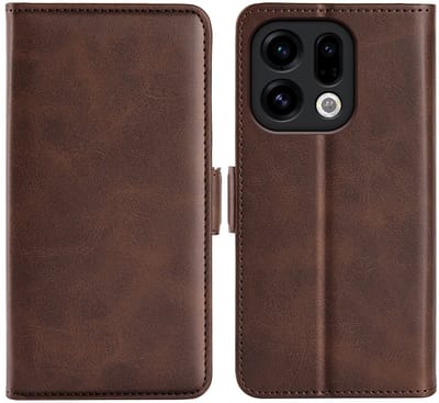 MobyDefend Hoesje - Geschikt voor Oppo Find X9 - Luxe Wallet Book Case (Sluiting Zijkant) - Bruin