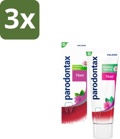 3 x Parodontax - Tandpasta - Herbal Fresh - Bergamot & Mint - 75ml - Tandvleesgezondheid - Bloedend Tandvlees - Tandpasta - Kruidenextracten - Bergamot