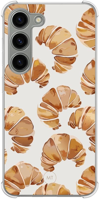 Hoesje (shockproof) geschikt voor Samsung Galaxy S23 - Croissant - Extra sterke case - TPU/polycarbonaat - Print - Beige, Transparant