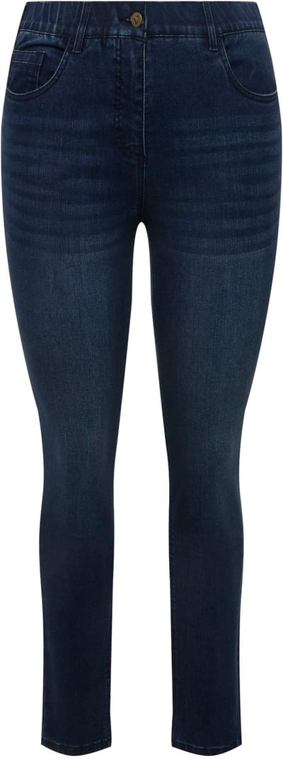 Ulla Popken - Dames - Skinny jeans Sarah smalle pijp stretch - Blauw denim - Maat 29