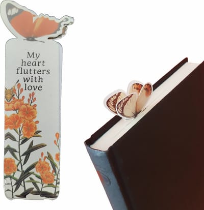 Boekenlegger Vlinder & Bloem – Bladwijzer - Bookmark – Kaartje – Classic Oranje - Kleine Cadeautjes