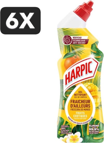 6 x Harpic - Toiletreiniger - Gel - Exotisch Fruit Parfum - 750 ml
