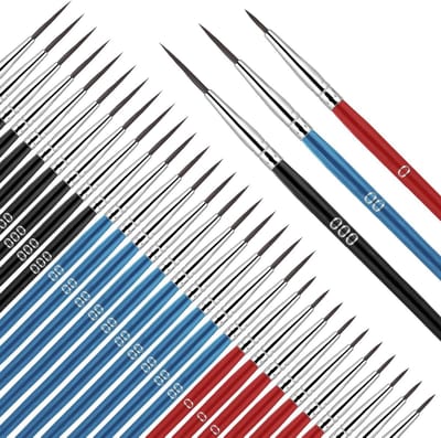 Set van 30 Fijne Penseelset voor Detailwerk, Geschikt voor Acrylverf, Waterverf en Modelbouw