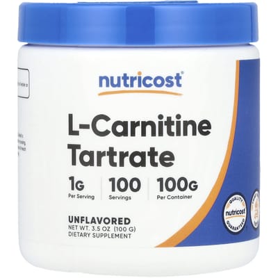 Nutricost, tartrate de L-carnitine, sans arôme, 99 g (100g)