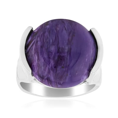 Cavill - Zilveren ring met 9,677 ct Russische Paarse Charoite - 925 Sterling Zilver - Ronde Cabochon - Luxe Middelmaat Sieraad