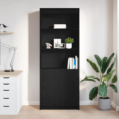 vidaXL - Highboard - 70x35x180 - cm - spaanplaat - zwart - eikenkleurig