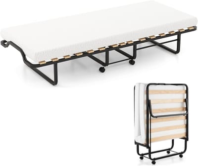 Vouwbed Gastenbed - Opklapbed Comfort - Extra Slaapplaats - Traagschuim Matras - 200x78x37cm - Wit