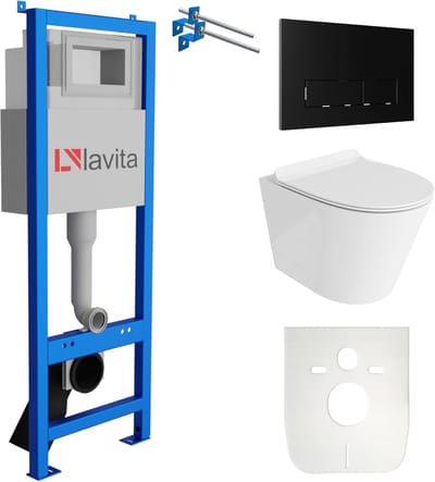 Wandcloset Set - Compact Toilet - Badkamer Renovatie - Randloos Spoelsysteem - Standaard Afmeting - Wit