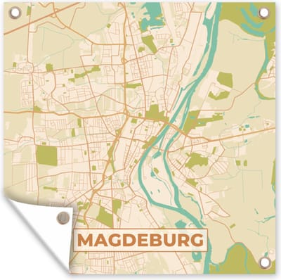 Tuin poster Macdeburg - Stadskaart - Vintage - Kaart - Plattegrond - 200x200 cm - Tuindoek