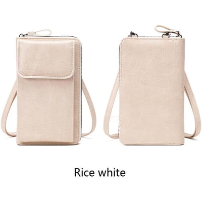 Sac à Bandoulière Zippé Polyvalent, Sac Téléphone Tendance Couleur Unie, Portefeuille Polyvalent avec Bandoulière Amovible white