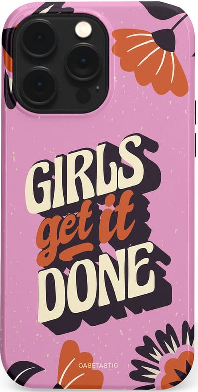 Casetastic hoesje geschikt voor Apple iPhone 14 Pro Max - MagSafe - Dubbellaagse bescherming - Girls get it done - Fashion Case - Lila Donkergrijs Terracotta
