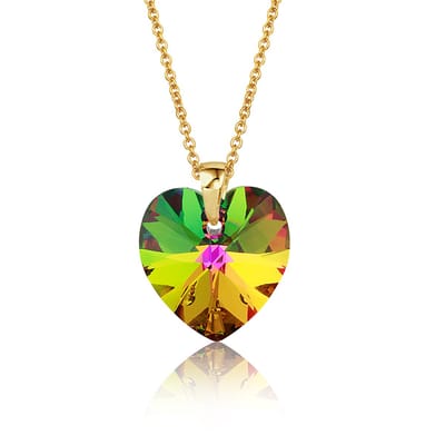 Montebello Ketting Fleur HG527 - Swarovski Hart - 925 Zilver Verguld - Ø14mm - 50cm