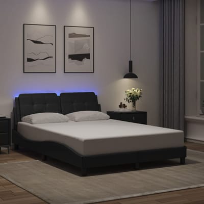 vidaXL - Bedframe - met - LED - zonder - matras - "Zadar" - zwart - 140x190 - cm