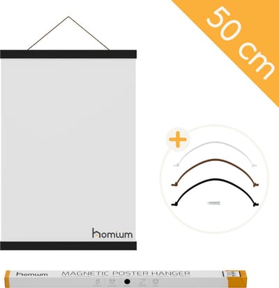 Homium Posterhanger 50 cm - Zwart hout - poster ophangsysteem - Posterlijst - Posterhouder