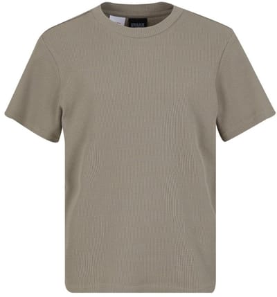 Urban Classics - Waffle Kinder Tshirt - Kids 110/116 - Olijfgroen