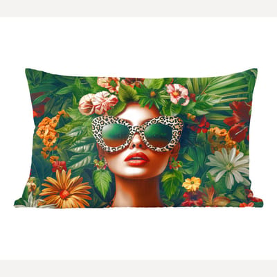 Sierkussens - Kussentjes Woonkamer - 60x40 cm - Vrouw - Panterprint - Jungle - Natuur - Luxe