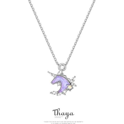 Thaya Design S925 Zilveren Sieraden Hanger Ketting Eenhoorn Ketting voor Vrouwen Authentiek 925 Sterling Zilver Fijne Sieraden Cadeau Other white