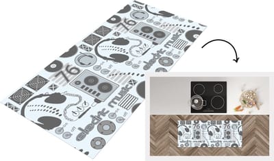 Keukenloper - Loper keuken - DJ - Koptelefoon - Vintage - Tekening - Design - 120x50 cm - Keukenloper vinyl