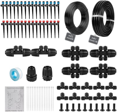 Complete Set van 136 Stukken Tuin Irrigatie Kit met 14m en 25m Druppelslang voor Efficiënte Ondergrondse Besproeiing van Tuin, Patio en Serre