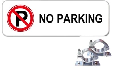 No parking bord - Weerbestendig Aluminium - 40x15 cm - Bevestiging: Met paalbeugels Ø48mm