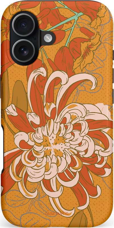 Casetastic hoesje geschikt voor Apple iPhone 17 - MagSafe - Dubbellaagse bescherming - Bloemige lente - Fashion Case - Okergeel Terracotta Beige