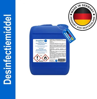 K&R Ventures® AseptiSan - Desinfectiemiddel - 5 liter Handdesinfectiemiddel - 80% Alcohol - alcohol gebaseerde handdesinfectie- en oppervlakte- desinfectiemiddel voor toepassing op huid en alcoholbestendige oppervlakken