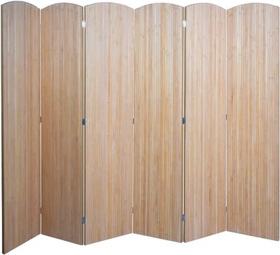 Bamboe kamerscherm MCW-O30, ruimteverdeler, scheidingswand, zichtbescherming, opvouwbaar, 6 panelen, 170 x 245 cm