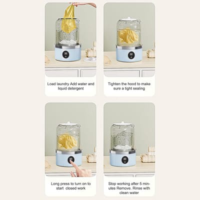 Draagbare Wasmachine - Compacte Reiswasser - Snel Ondergoed Wassen - Ultrasone Reiniging - 21.5 cm - Wit
