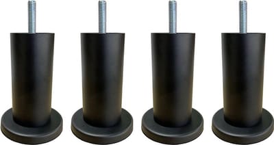 FLE - Stalen meubelpoot mat zwart rond ø 4,2 cm en hoogte 10 cm (M8) - Set van 4 stuks