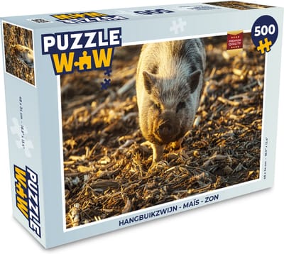 Puzzel Hangbuikzwijn - Maïs - Zon - Legpuzzel - Puzzel 500 stukjes