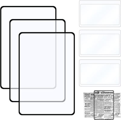 Volledige pagina's leesvergrootglas 6 stuks, rechthoekige lens 18 x 12 cm, ideale leeshulp voor senioren en mensen met slechtziendheid, optimale vergroting en helderheid