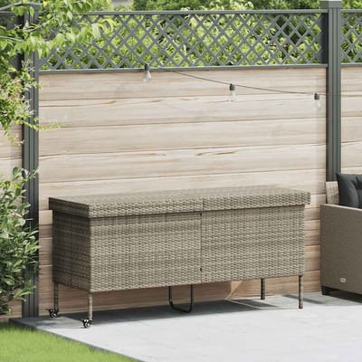 vidaXL - Tuinbox - met - wielen - 160x55x75 - cm - poly - rattan - lichtgrijs