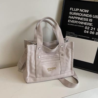 Nieuwe Koreaanse Meerkleurige Hand-to-wear Tote Canvas Kleine Tas voor Dames Literaire Crossbody Tas Veelzijdige Handgedragen Lunchbox Bento Tas
