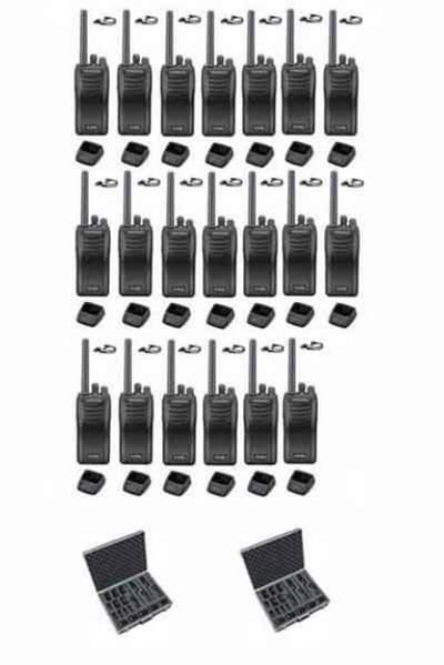 Set van 20 stuks Kenwood TK-3501 PMR446 met D-shape oortje tafelladers en koffer