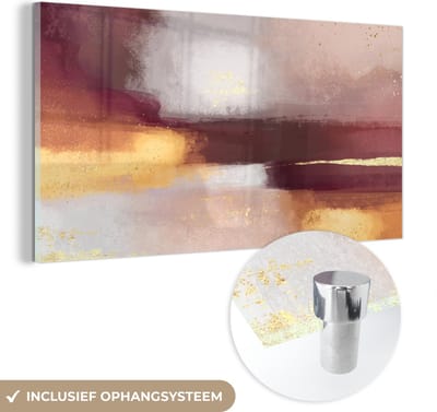 MuchoWow® Glasschilderij 40x20 cm - Schilderij acrylglas - Verf - Abstract - Pastel - Foto op glas - Schilderijen