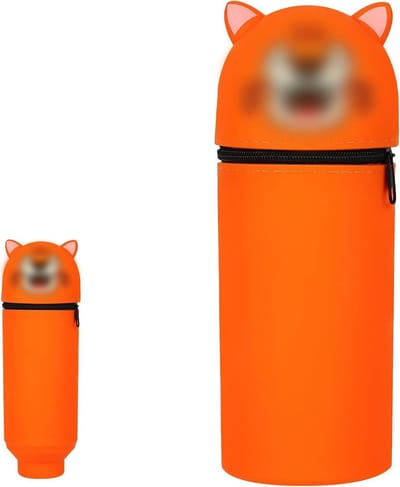 Uitschuifbaar Etui - Tijger Pennenhouder - Bureau Organisatie - 2-in-1 Siliconen Ontwerp - 20.9 x 13 x 2.4 cm - Tijgerstijl