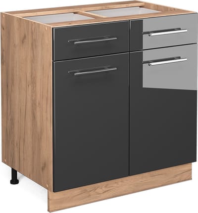 Vicco Fame-Line Keukenonderkast – 80 cm met lade, zonder werkblad Antraciet Hoogglans