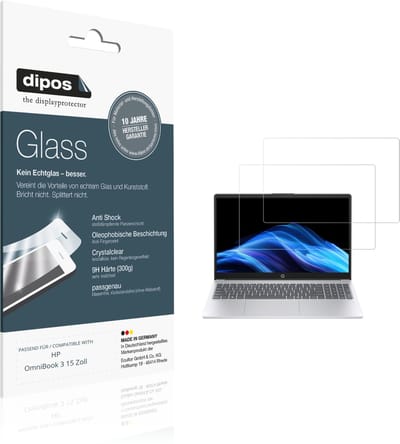 dipos – 2x Pantserfolie geschikt voor HP OmniBook 3 15 Zoll | 9H Screenprotector