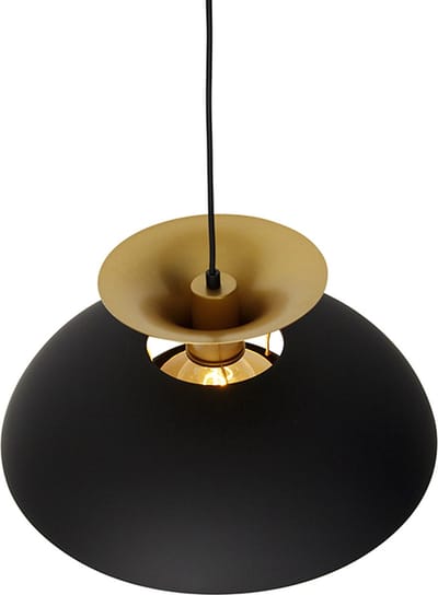 QAZQA Titus - Moderne Hanglamp met kap - 1 lichts - Ø 500 mm - Zwart Goud - Woonkamer | Slaapkamer | Keuken