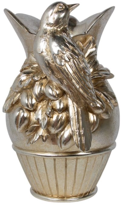 Vaas Vogel hars zilver 18x16x26cm