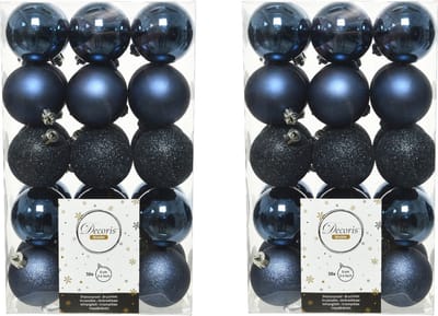 Decoris kerstballen - 60x st - donkerblauw - D6 cm - kunststof - kerstversiering