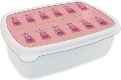 Broodtrommel Wit - Lunchbox - Brooddoos - Carnaval - Patronen - Joker - 18x12x6 cm - Volwassenen